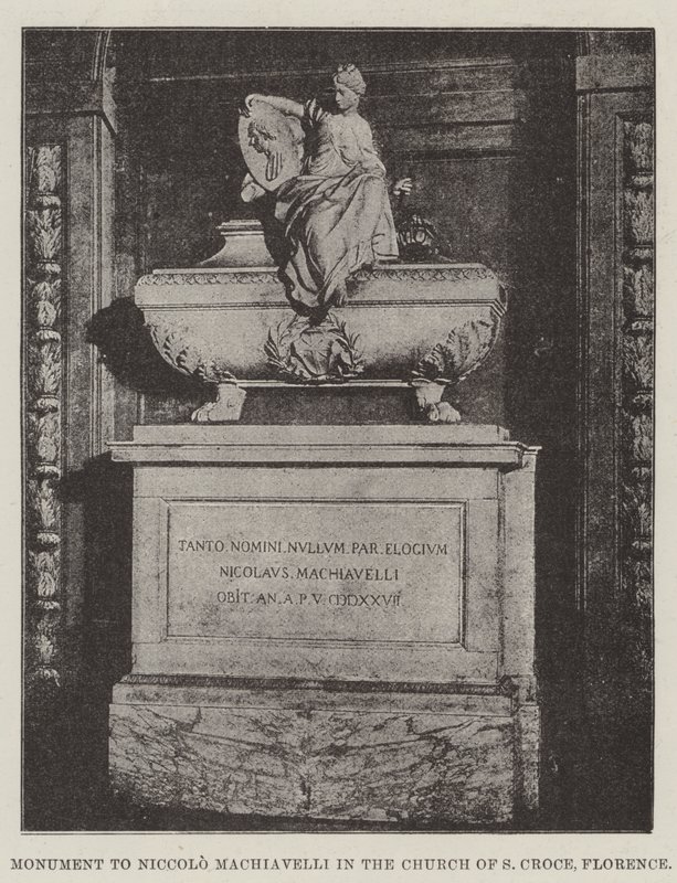 Monument til Niccolo Machiavelli i S Croce-kirken, Firenze af English Photographer