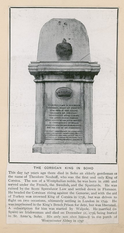 Monument til Theodore, konge af Korsika af English Photographer