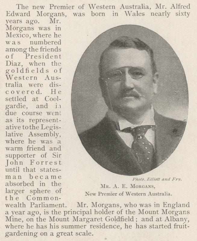 A E Morgans, ny premierminister i det vestlige Australien af English Photographer
