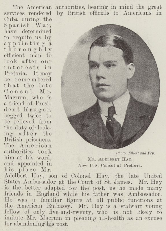 Adelbert Hay, ny amerikansk konsul i Pretoria af English Photographer