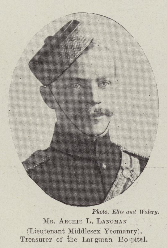 Archie L Langman, løjtnant Middlesex Yeomanry, kasserer på Langman Hospital af English Photographer