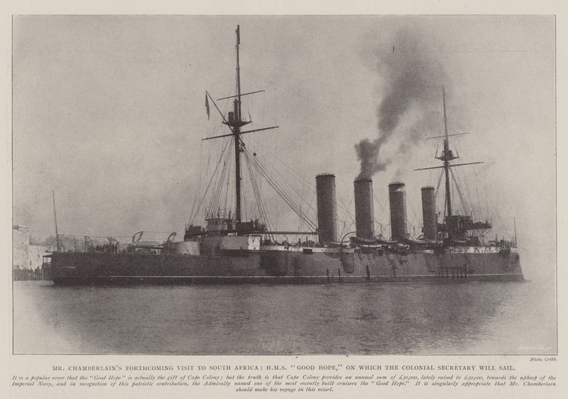 Mr. Chamberlains kommende besøg i Sydafrika, HMS Good Hope, hvorpå kolonisekretæren vil sejle af English Photographer