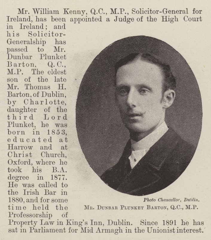Mr. Dunbar Plunket Barton, QC, MP af English Photographer