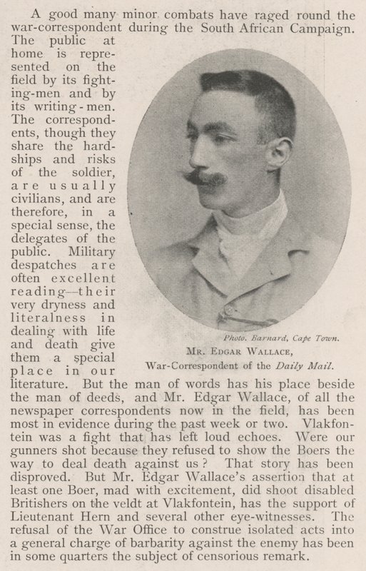 Edgar Wallace, krigskorrespondent for Daily Mail af English Photographer