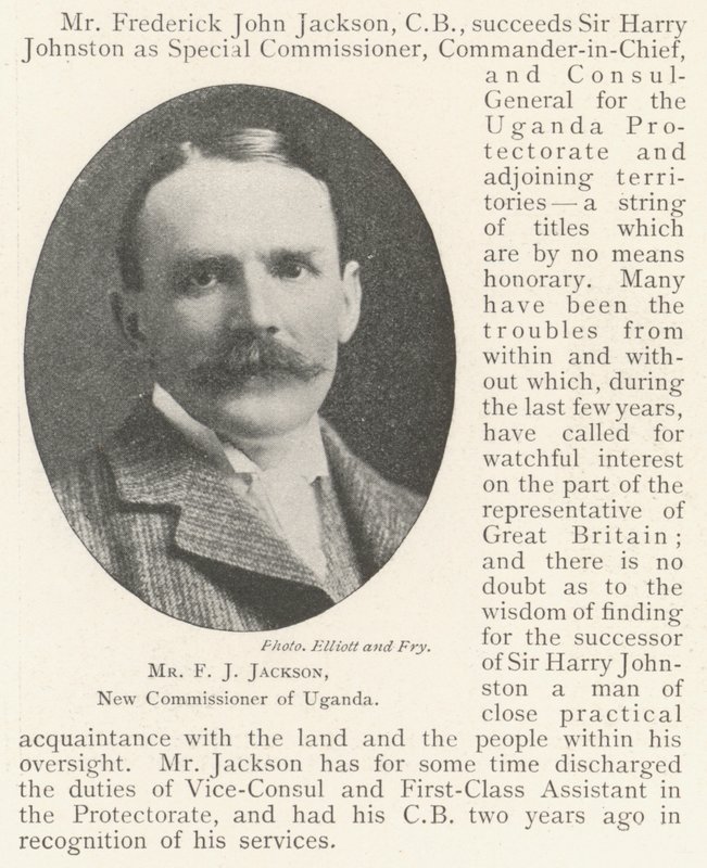 F J Jackson, ny kommissær for Uganda af English Photographer