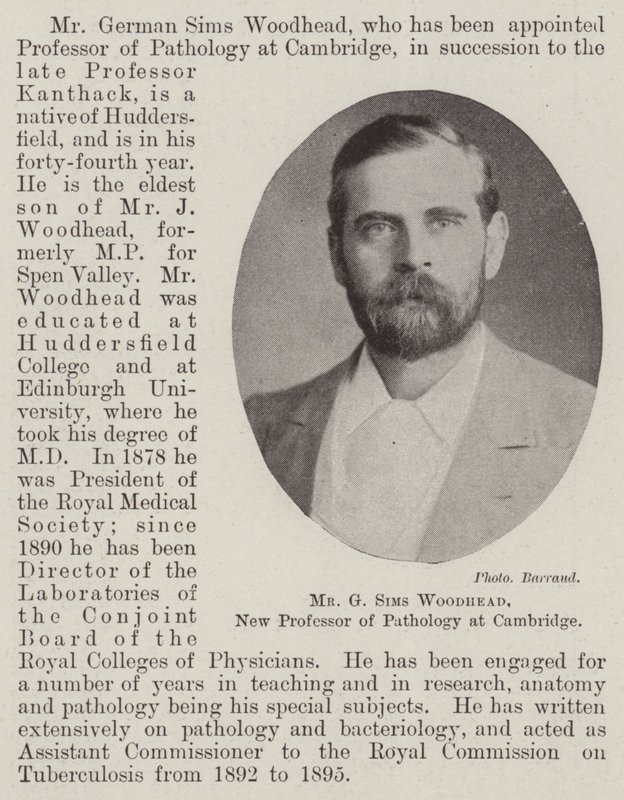 Mr G Sims Woodhead, ny professor i patologi ved Cambridge af English Photographer