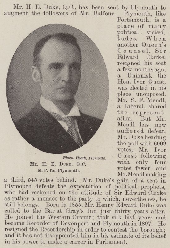 H E Duke, QC, MP for Plymouth af English Photographer