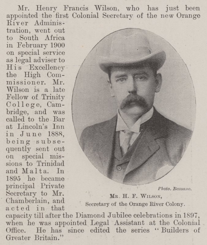 H F Wilson, sekretær for Orange River Colony af English Photographer
