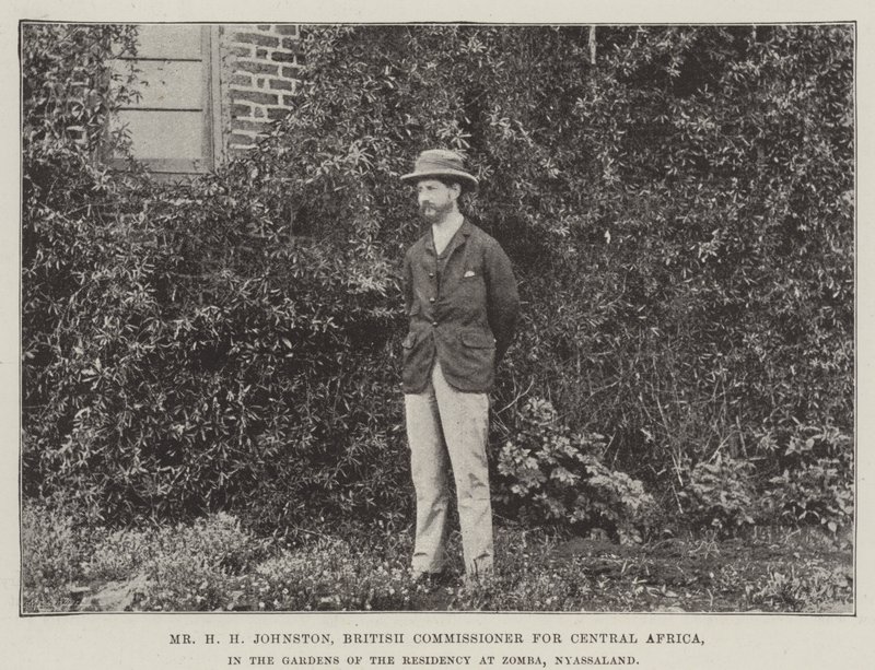 H H Johnston, britisk kommissær for Centralafrika, i Gardens of the Residence i Zomba, Nyasaland af English Photographer