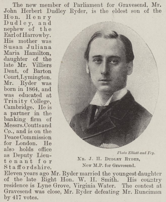 Mr J H Dudley Ryder, nyt parlamentsmedlem for Gravesend af English Photographer
