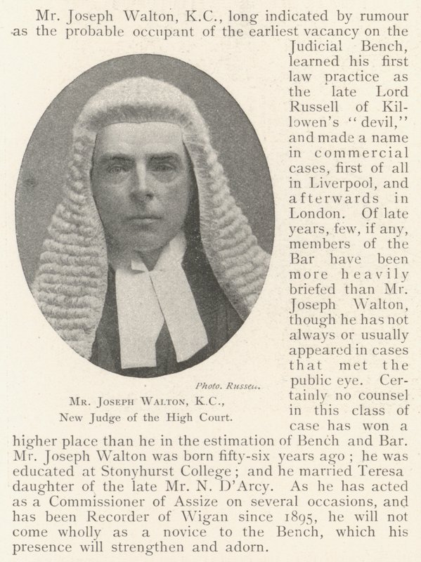 Joseph Walton, KC, ny dommer ved High Court af English Photographer