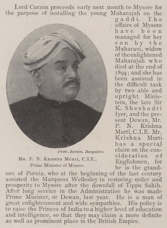 Mr PN Krishna Murti, CIE, premierminister i Mysore af English Photographer