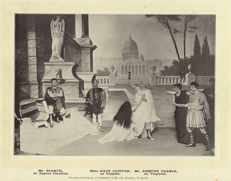 Scarth, som Appius Claudius. Miss Kate Clinton, som Virginia. Edmund Tearle, som Virginius af English Photographer