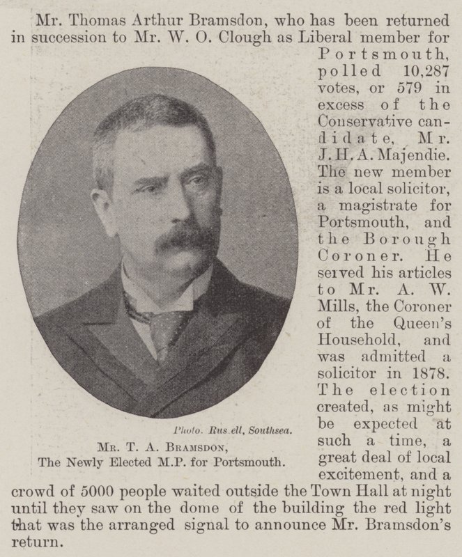 TA Bramsdon, det nyvalgte parlamentsmedlem for Portsmouth af English Photographer