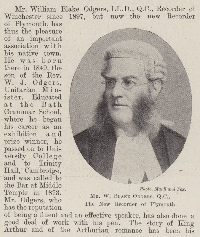 Mr. W Blake Odgers, QC, den nye optager af Plymouth af English Photographer