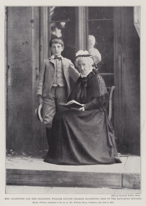 Fru Gladstone og hendes barnebarn, William Glynne Charles Gladstone, arving til Hawarden Estates af English Photographer