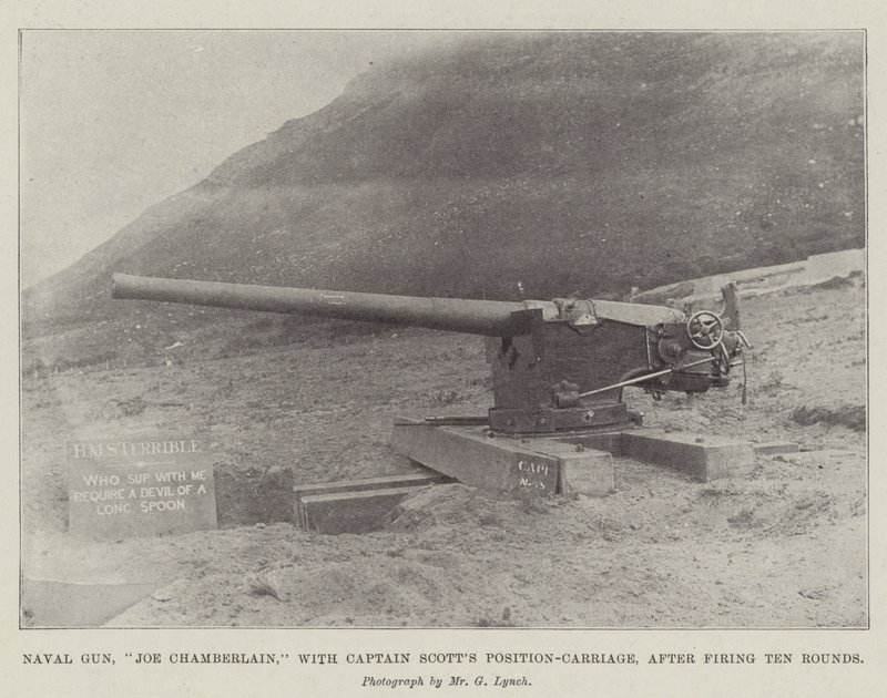 Naval Gun, Joe Chamberlain, med kaptajn Scotts Position-Carriage, efter at have affyret ti skud af English Photographer