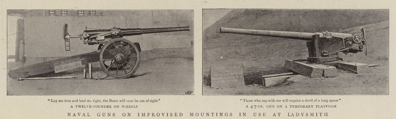 Naval Guns på improviserede monteringer i brug hos Ladysmith af English Photographer