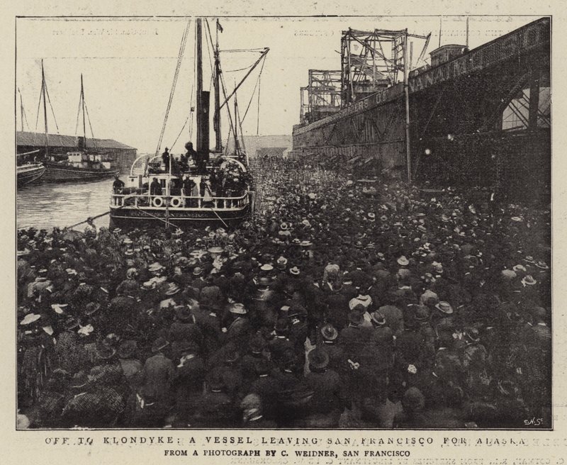 Afsted til Klondyke, et fartøj, der forlader San Francisco til Alaska af English Photographer