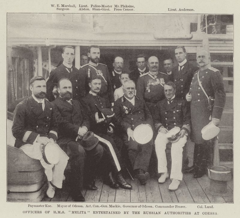 Officerer fra HMS Melita underholdt af de russiske myndigheder i Odessa af English Photographer