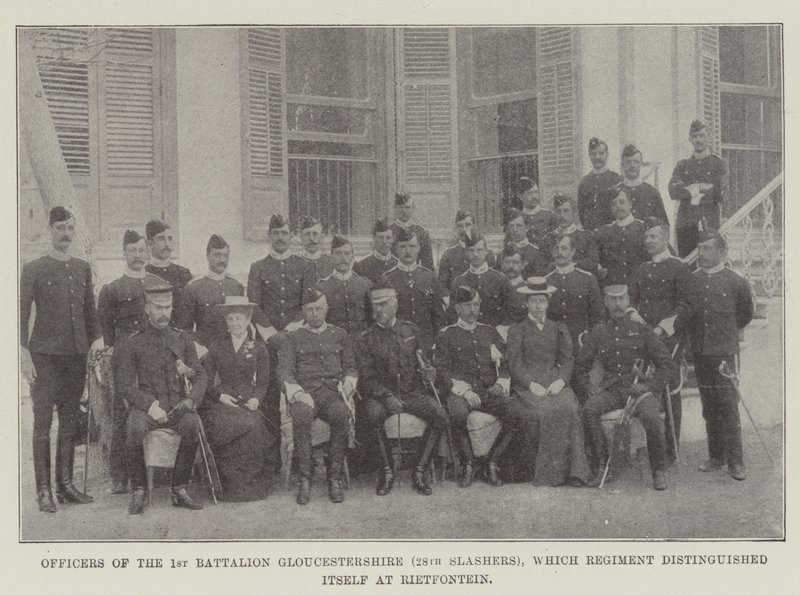 Officerer fra 1. bataljon Gloucestershire (28. Slashers), hvilket regiment udmærkede sig ved Rietfontein af English Photographer