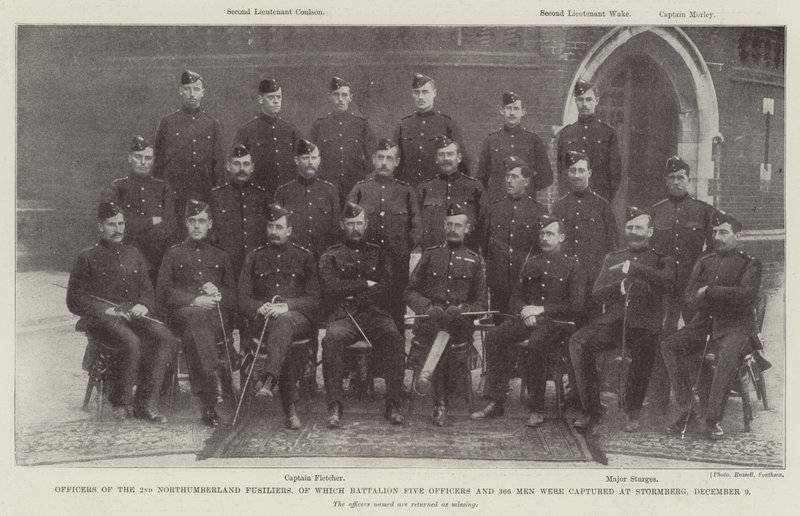 Officerer fra 2nd Northumberland Fusiliers, hvoraf Bataljon Fem Officerer og 366 Mand blev taget til fange ved Stormberg, 9. december af English Photographer