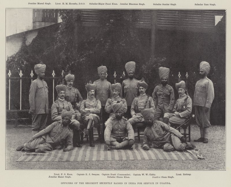Officerer fra regimentet, der for nylig er opvokset i Indien til tjeneste i Uganda af English Photographer