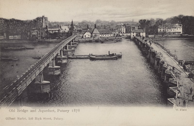 Gamle bro og akvædukt, Putney, 1878 af English Photographer