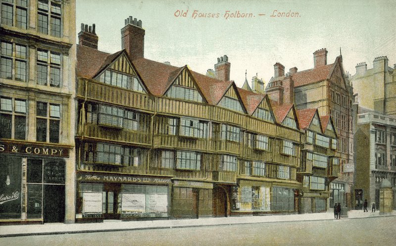 Gamle huse, Holborn (farvefoto) af English Photographer