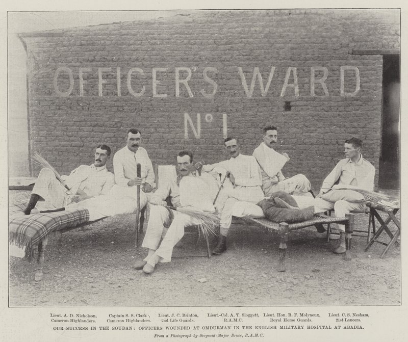 Vores succes i Soudan, officerer såret på Omdurman på det engelske militærhospital i Abadia af English Photographer