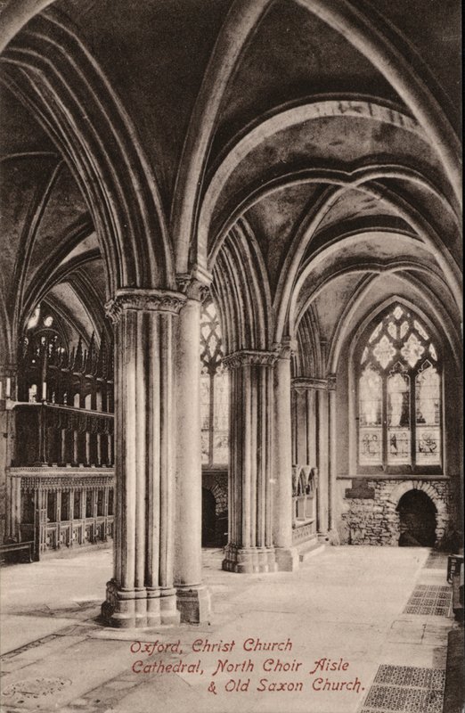 Oxford, Christ Church Cathedral, North Choir Aisle, Old Saxon Church (s/h-billede) af English Photographer
