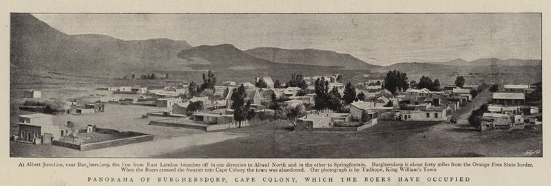 Panorama over Burghersdorp, Kapkolonien, som boerne har besat af English Photographer