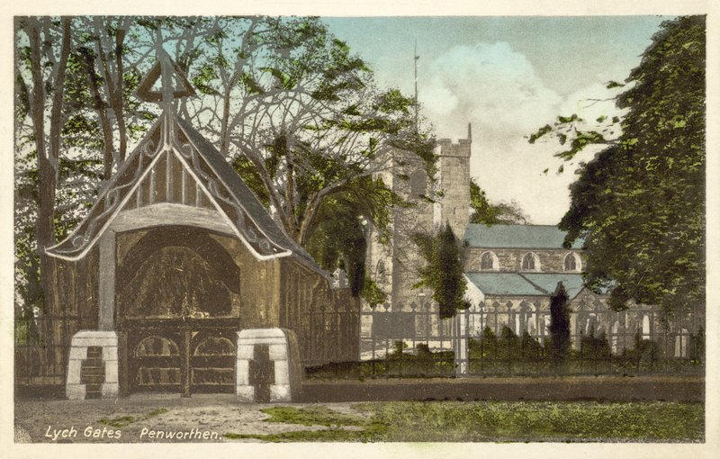 Penwortham kirke og lychporte (farvefoto) af English Photographer