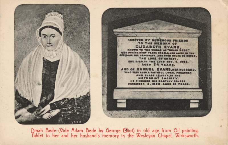 Portræt og gravsten af George Elliots tante (Elizabeth Evans), inspirationen til karakterer i hendes roman Adam Bede (s/h foto) af English Photographer