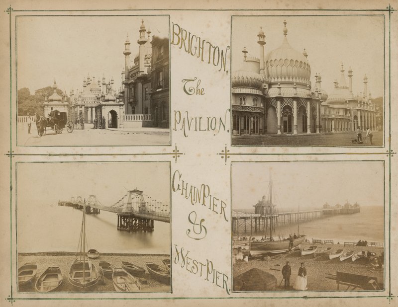 Postkort med billeder, der viser udsigt over Brighton af English Photographer