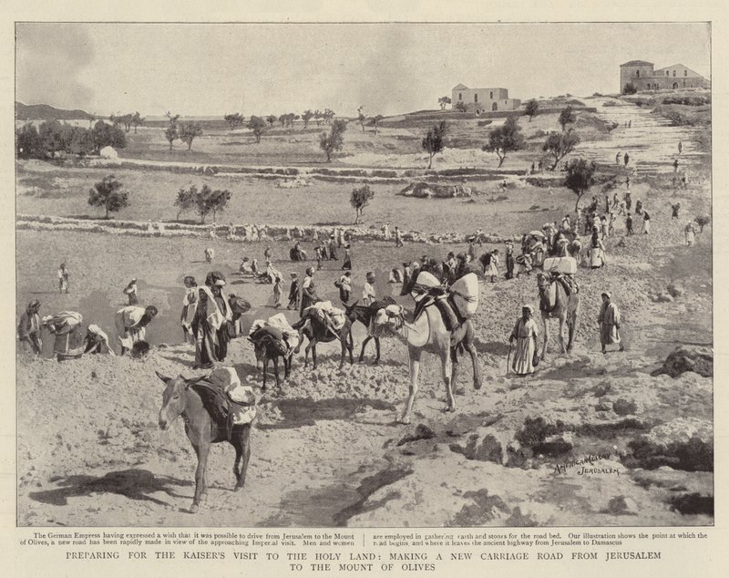 Forberedelse til kejsernes besøg i det hellige land, lav en ny vognvej fra Jerusalem til Oliebjerget af English Photographer
