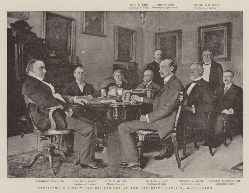 Præsident McKinley og hans kabinet i Executive Mansion, Washington af English Photographer