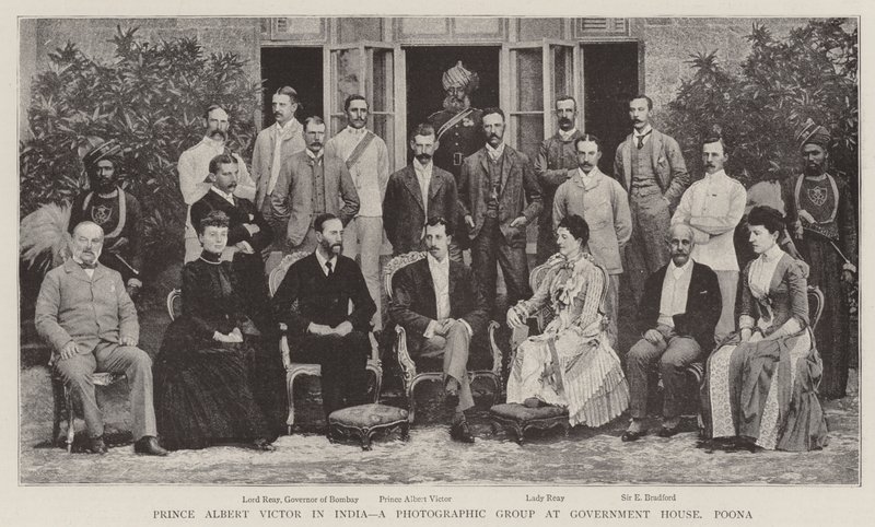 Prins Albert Victor i Indien, en fotografisk gruppe i Government House, Poona af English Photographer