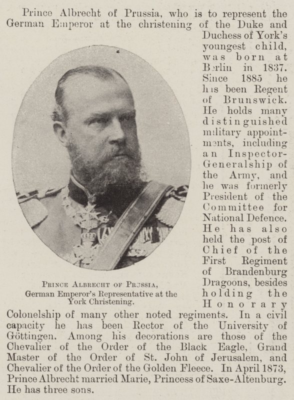 Prins Albrecht af Preussen, tyske kejserrepræsentant ved York-dåben af English Photographer