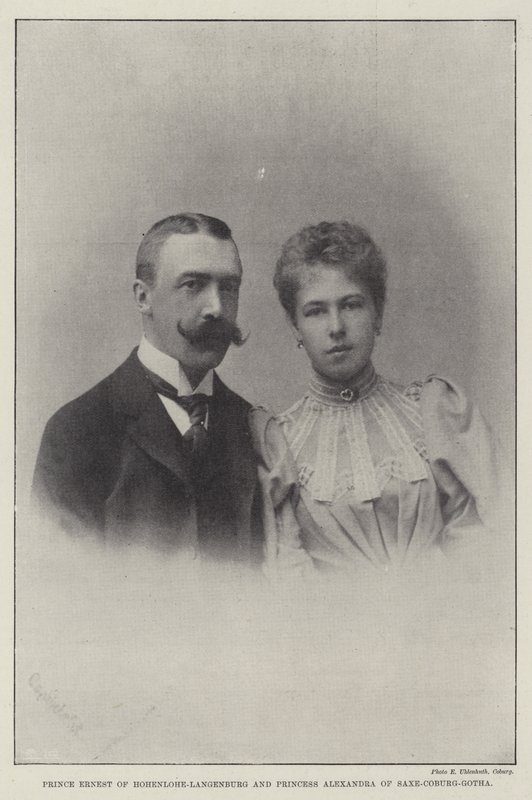 Prins Ernest af Hohenlohe-Langenburg og prinsesse Alexandra af Sachsen-Coburg-Gotha af English Photographer