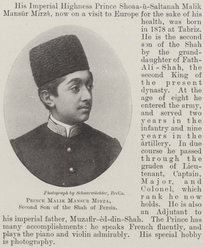 Prins Malik Mansur Mirza, anden søn af Shahen af Persien af English Photographer