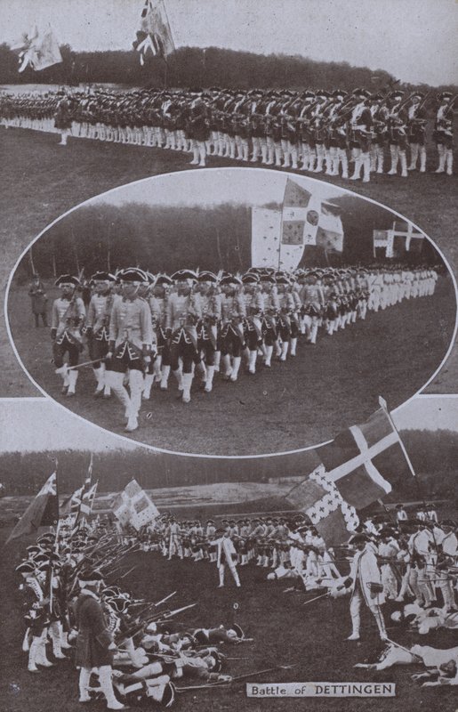 Genopførelse af slaget ved Dettingen, udkæmpet i Bayern i 1743 under den østrigske arvefølgekrig (s/h foto) af English Photographer