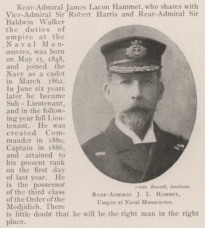 Kontreadmiral J L Hammet, dommer ved flådemanøvrer af English Photographer
