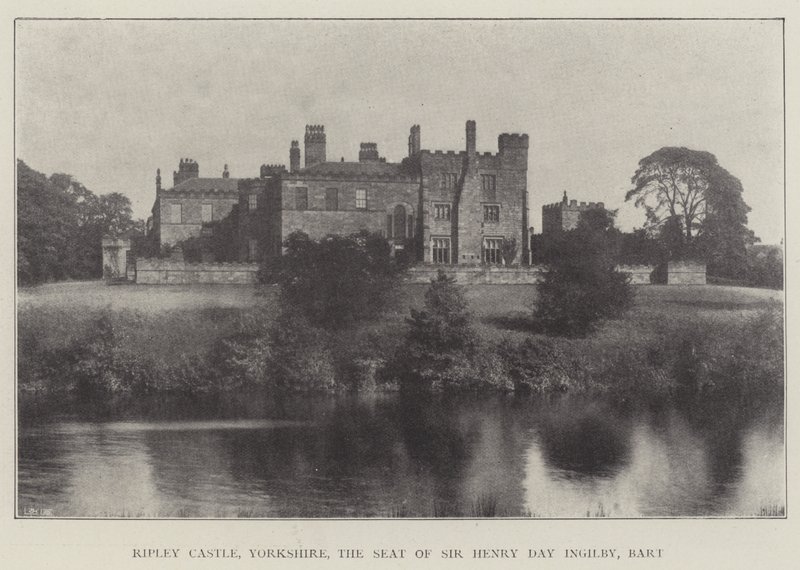 Ripley Castle, Yorkshire, sæde for Sir Henry Day Ingilby, Baronet af English Photographer