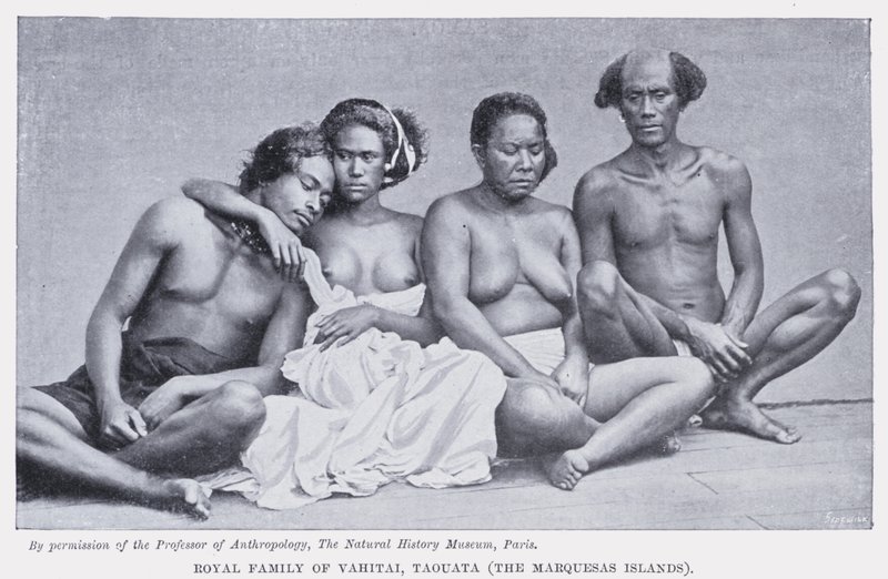 Kongefamilien i Vahitai, Taouata, Marquesas-øerne (s/h-billede) af English Photographer