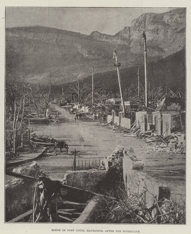 Scene i Port Louis, Mauritius, efter orkanen af English Photographer