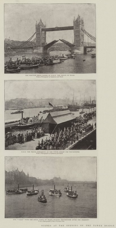 Scener ved åbningen af Tower Bridge af English Photographer