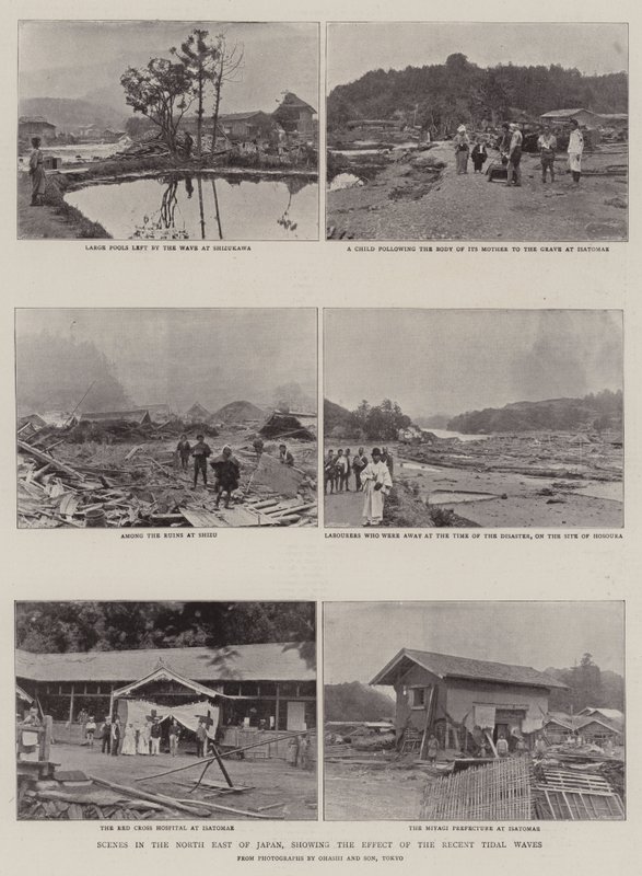 Scener i det nordøstlige Japan, der viser virkningen af de seneste tidevandsbølger af English Photographer