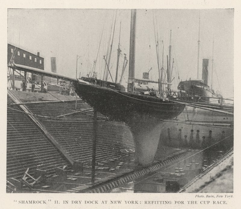 Shamrock II i Dry Dock i New York, ombygning til Cup Race af English Photographer