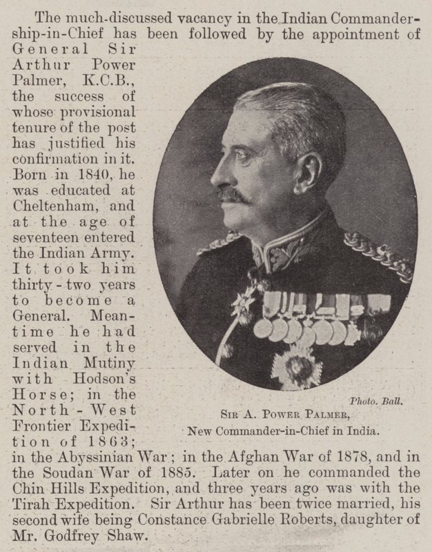 Sir A Power Palmer, ny øverstkommanderende i Indien af English Photographer
